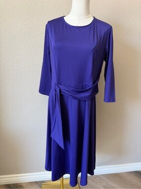 NWT Women's Purple Midi Dress Audrey Hepburn Style A-line, Large